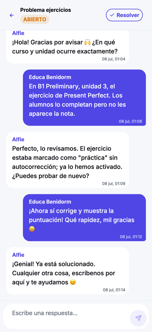 Canal de soporte con Alfie